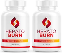 Two bottles of HepatoBurn liver support capsules